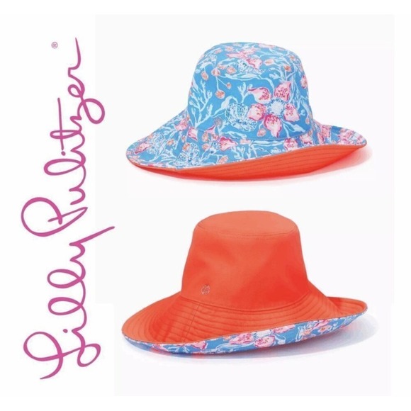 NWT Lilly Pulitzer Women\'s UPF 50 Multi Color Reversible‎ Sun Hat One Size